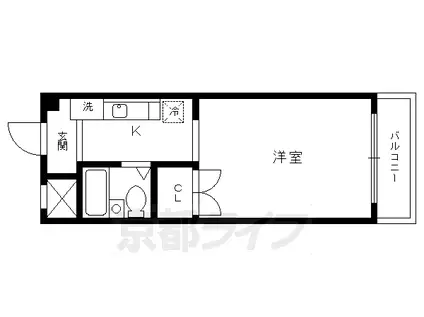 京福北野線 北野白梅町駅 徒歩14分 3階建 築32年(1K/2階)の間取り写真