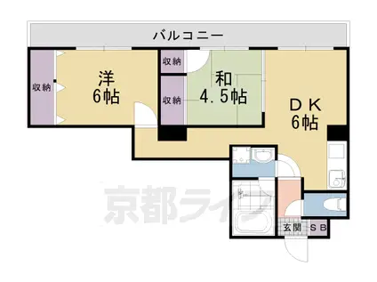 山陰本線 太秦駅(ＪＲ) 徒歩8分 5階建 築31年(2DK/4階)の間取り写真
