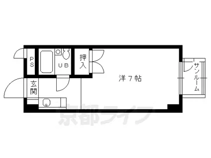 京福北野線 北野白梅町駅 徒歩1分 6階建 築39年(1K/2階)の間取り写真