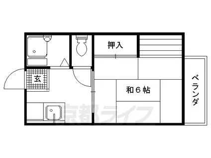 山陰本線 嵯峨嵐山駅 徒歩5分 2階建 築40年(1K/1階)の間取り写真