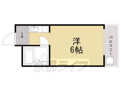 京都市東西線 二条駅 徒歩10分 4階建 築43年(ワンルーム/4階)の間取り写真