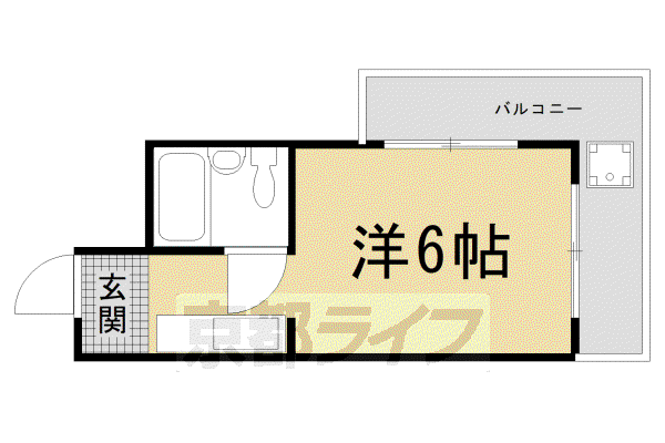 京都市東西線 二条駅 徒歩10分 4階建 築44年(1K/3階)の間取り写真