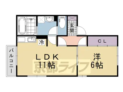東海道本線 桂川駅(京都) 徒歩9分 2階建 築19年(1LDK/2階)の間取り写真