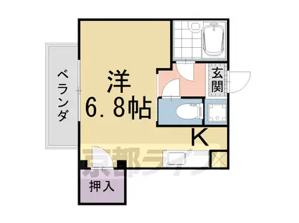 京都市東西線 二条城前駅 徒歩3分 4階建 築39年(1K/2階)の間取り写真