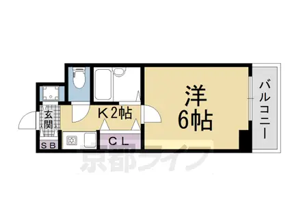 LEGAL京都河原町Ⅲ(1K/2階)の間取り写真