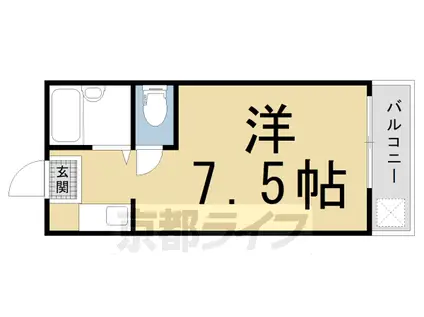 京福北野線 北野白梅町駅 徒歩12分 2階建 築37年(1K/1階)の間取り写真