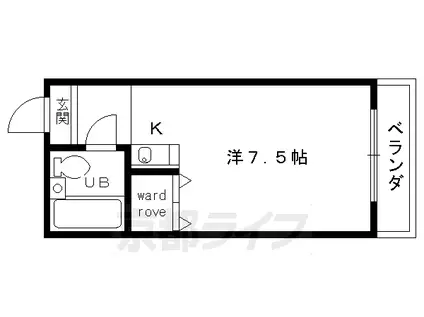 京都市烏丸線 鞍馬口駅 徒歩18分 4階建 築41年(1K/4階)の間取り写真