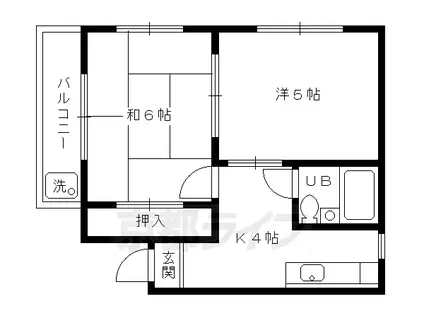 京都市烏丸線 北大路駅 徒歩32分 4階建 築39年(2K/2階)の間取り写真