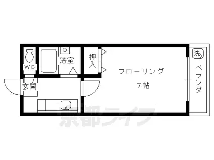 京福北野線 北野白梅町駅 徒歩8分 3階建 築31年(1K/3階)の間取り写真