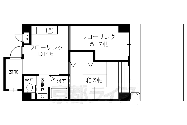 リーブルシンワ(2DK/1階)の間取り写真