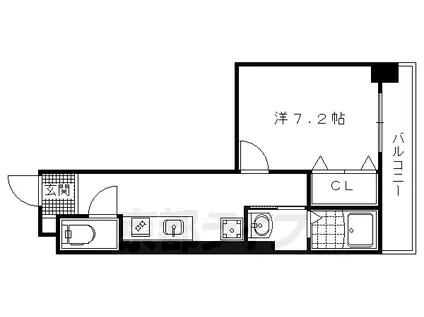京福北野線 北野白梅町駅 徒歩8分 5階建 築7年(1K/3階)の間取り写真