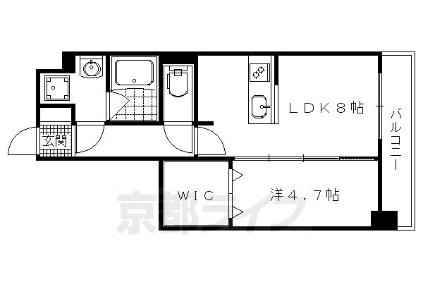 POUR TOUJOURS大将軍(1LDK/4階)の間取り写真