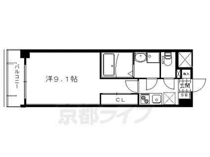 叡山電鉄 修学院駅 徒歩1分 5階建 築19年(1K/2階)の間取り写真