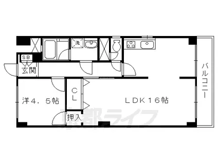 阪急電鉄京都線 西向日駅 徒歩15分 3階建 築46年(1LDK/3階)の間取り写真