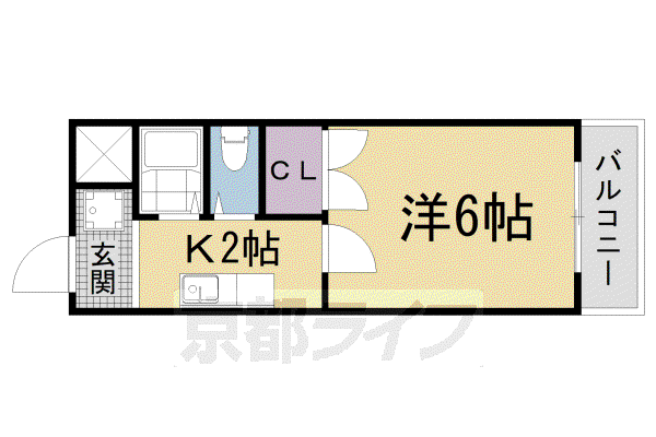 京都市東西線 山科駅 徒歩6分 2階建 築40年(1K/2階)の間取り写真