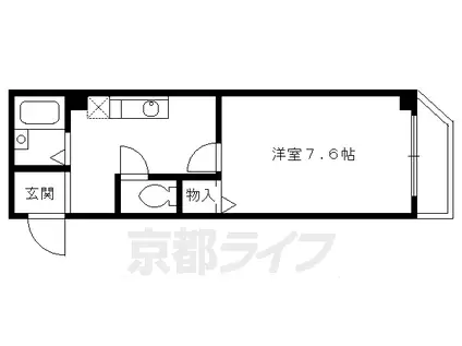 京都市烏丸線 丸太町駅(京都市営) 徒歩1分 5階建 築27年(1K/5階)の間取り写真