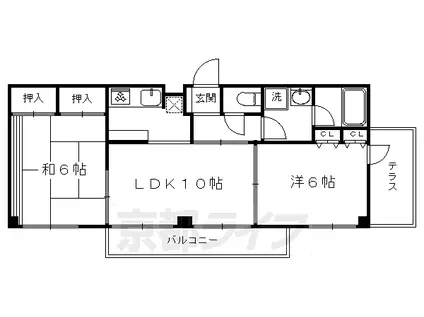 京阪電気鉄道京阪線 東福寺駅 徒歩5分 5階建 築36年(2LDK/5階)の間取り写真