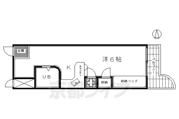 東海道本線 西大路駅 徒歩3分 5階建 築37年(ワンルーム/2階)の間取り写真