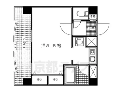 リバティ大和大路(1K/5階)の間取り写真