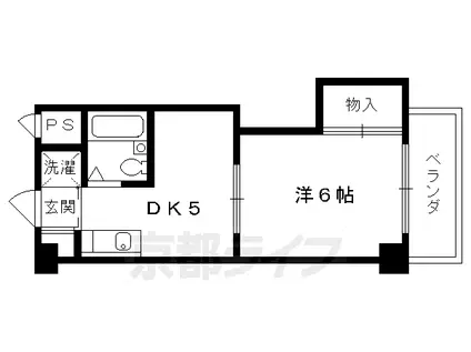 東海道本線 京都駅 徒歩3分 6階建 築39年(1DK/4階)の間取り写真
