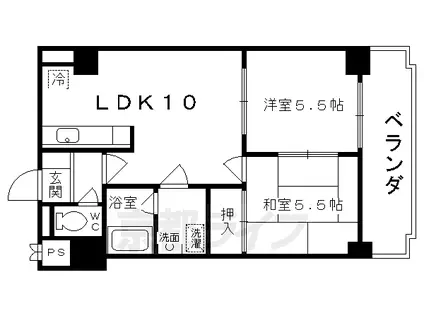 ライオンズマンション京都河原町第2(2LDK/10階)の間取り写真