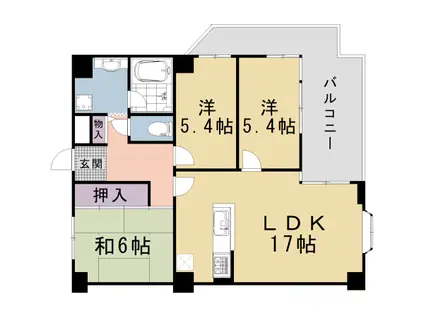 山陰本線 丹波口駅 徒歩10分 7階建 築33年(3LDK/7階)の間取り写真