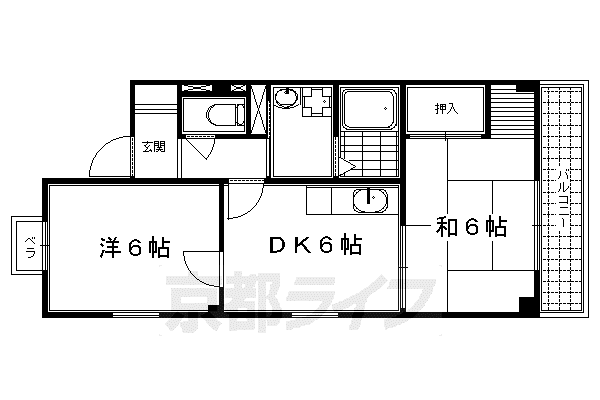 グリーンハウス七条(2DK/5階)の間取り写真
