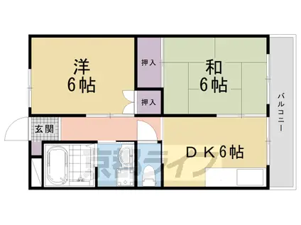 ハイツ魚満(2DK/3階)の間取り写真