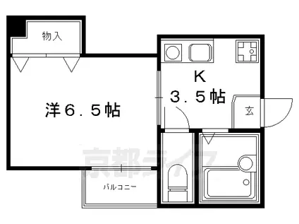 京都市東西線 東山駅(京都) 徒歩4分 5階建 築52年(1K/3階)の間取り写真