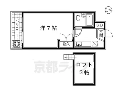 CIEUX京都(1K/4階)の間取り写真