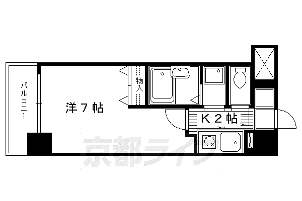 京都市烏丸線 九条駅(京都) 徒歩5分 11階建 築34年(1K/2階)の間取り写真