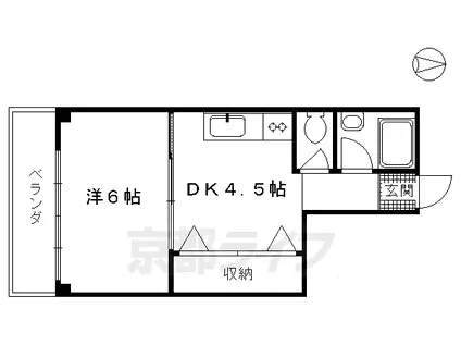 東海道本線 京都駅 徒歩9分 5階建 築47年(1DK/5階)の間取り写真