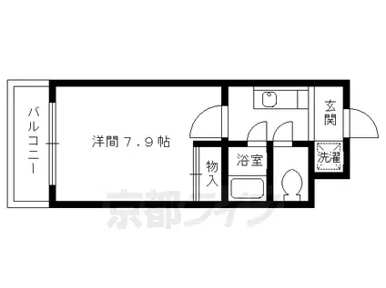近鉄京都線 東寺駅 徒歩1分 10階建 築29年(1K/6階)の間取り写真