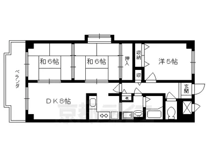 グランドハイツ洛南(3LDK/2階)の間取り写真