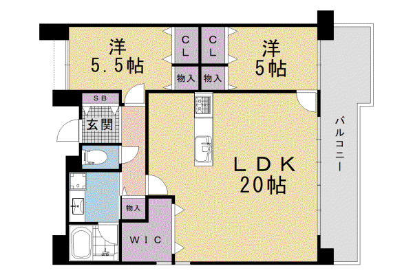 京都市烏丸線 十条駅(京都市営) 徒歩5分 7階建 築27年(2LDK/1階)の間取り写真