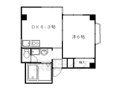 京阪電気鉄道京阪線 三条駅(京都) 徒歩4分 4階建 築39年(1DK/3階)の間取り写真