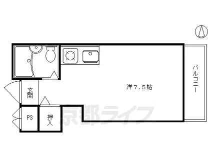 東海道本線 京都駅 徒歩3分 5階建 築43年(ワンルーム/2階)の間取り写真