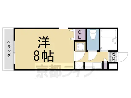 京都市烏丸線 十条駅(京都市営) 徒歩5分 5階建 築35年(1K/5階)の間取り写真