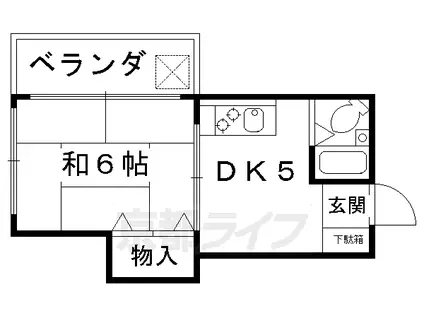 京阪電気鉄道京阪線 七条駅 徒歩2分 5階建 築42年(1DK/5階)の間取り写真