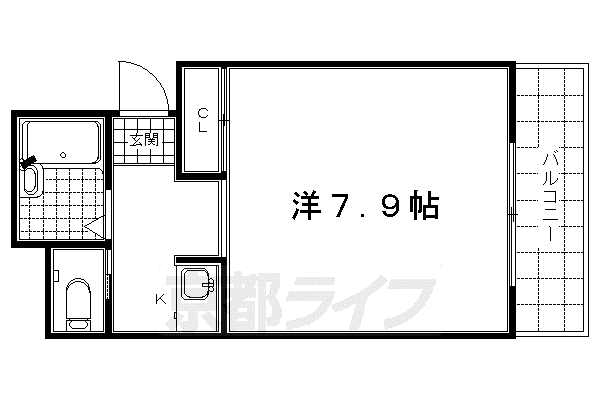 京阪電気鉄道京阪線 七条駅 徒歩4分 3階建 築28年(1K/2階)の間取り写真
