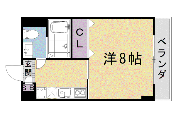 京都市烏丸線 五条駅(京都市営) 徒歩9分 7階建 築27年(1K/4階)の間取り写真