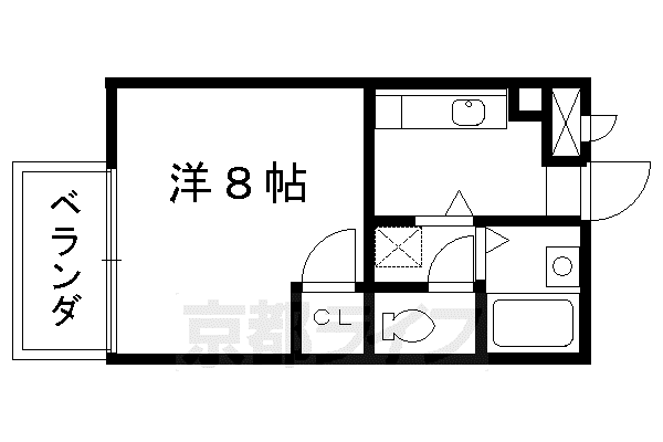京都市烏丸線 五条駅(京都市営) 徒歩5分 5階建 築27年(1K/2階)の間取り写真