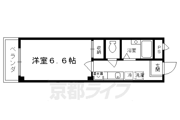 京都市烏丸線 烏丸御池駅 徒歩5分 5階建 築27年(1K/3階)の間取り写真