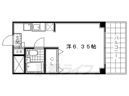 東海道本線 京都駅 徒歩2分 8階建 築30年(1K/5階)の間取り写真
