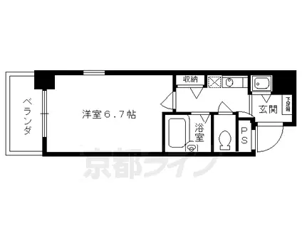京都市東西線 東山駅(京都) 徒歩1分 7階建 築26年(1K/5階)の間取り写真