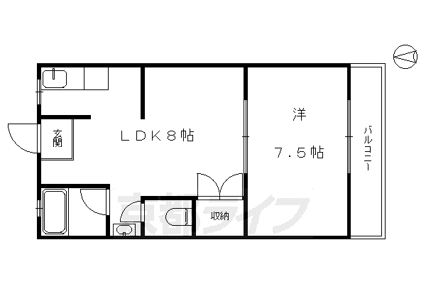 京阪電気鉄道京阪線 清水五条駅 徒歩10分 4階建 築54年(1LDK/2階)の間取り写真