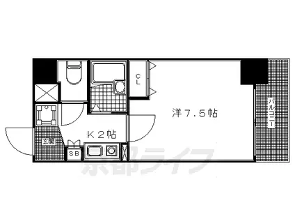 京阪電気鉄道京阪線 清水五条駅 徒歩5分 7階建 築26年(1K/5階)の間取り写真