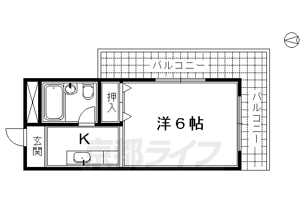 山陰本線 丹波口駅 徒歩11分 7階建 築37年(1K/2階)の間取り写真
