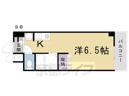 近鉄京都線 東寺駅 徒歩4分 4階建 築30年(1K/4階)の間取り写真