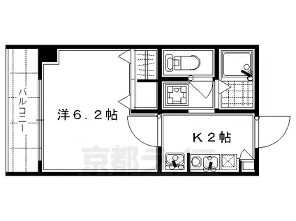 京都市烏丸線 九条駅(京都) 徒歩3分 10階建 築32年(1K/5階)の間取り写真